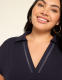Dolman-Sleeve Collared V-Neck Top - thumbnail 7