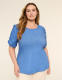 Ruched-Sleeve Crew-Neck Top - thumbnail 4