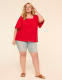 Short-Sleeve Square-Neck Eyelet Top - thumbnail 7
