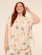 Flutter-Sleeve Button-Front Popover Blouse - thumbnail 1