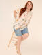 Flutter-Sleeve Button-Front Popover Blouse - thumbnail 4