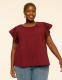 Flutter-Sleeve Scoop-Neck Popover Blouse - thumbnail 1