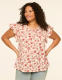 Flutter-Sleeve Scoop-Neck Popover Blouse - thumbnail 8