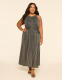 Metallic High-Neck Tie-Waist Maxi Dress - thumbnail 1
