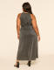 Metallic High-Neck Tie-Waist Maxi Dress - thumbnail 2