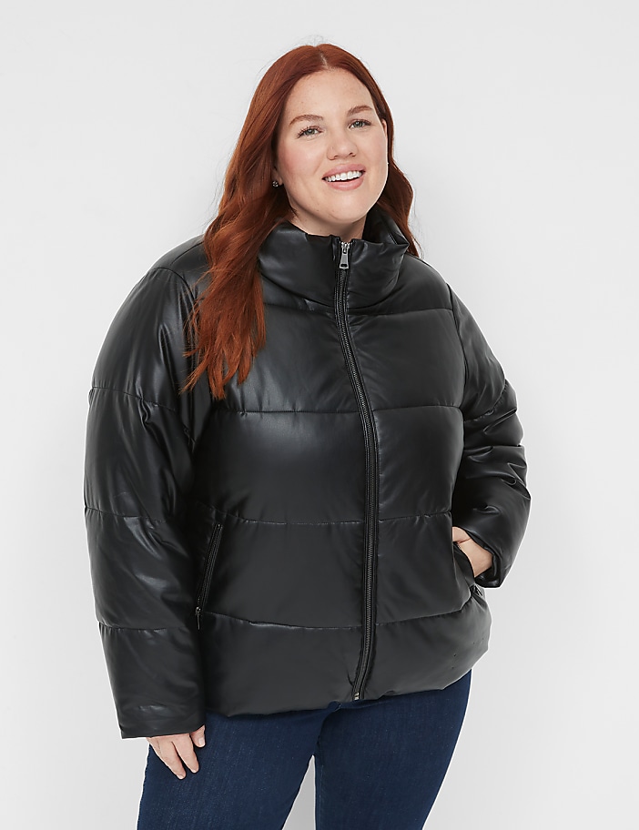 Faux-Leather Puffer