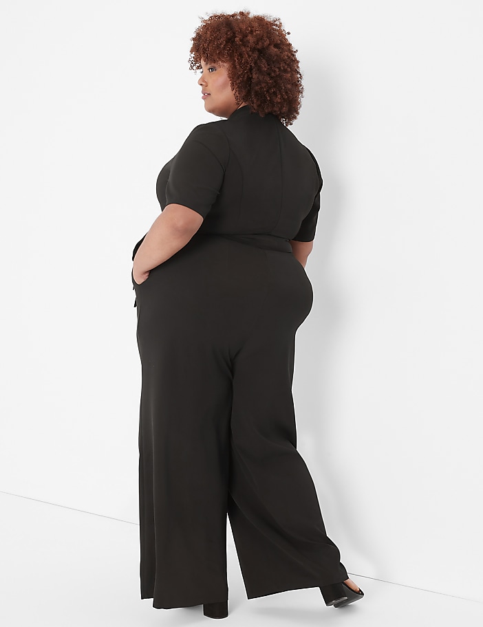 Lena Perfect Sleeve Mock-Neck Wide Leg Jumpsuit
