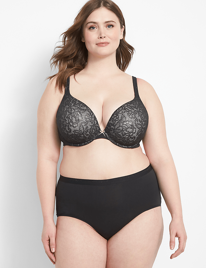 Cotton Boost Plunge Bra With Lace