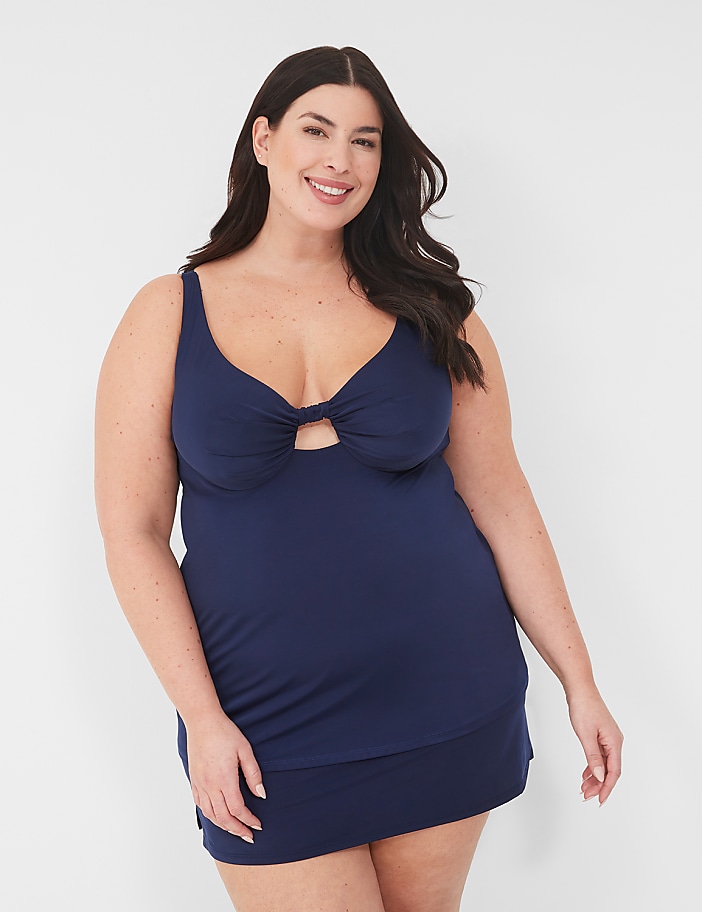 Underwire Knot-Front Tankini Top