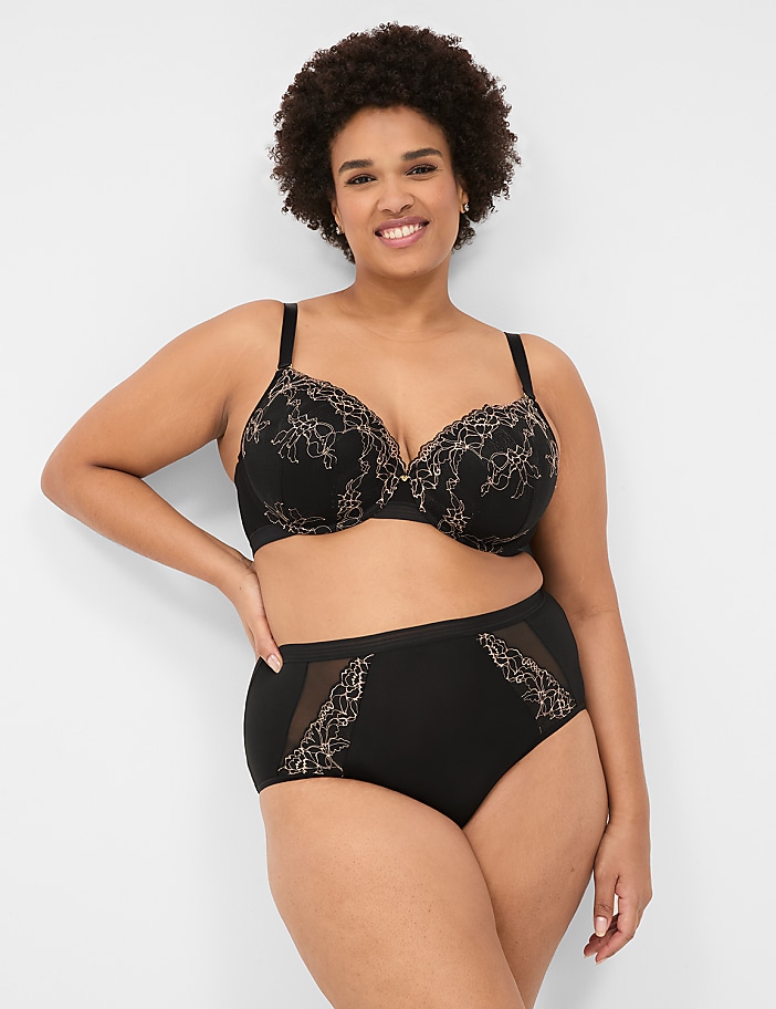 No-Show Full Brief Panty With Lace Trim