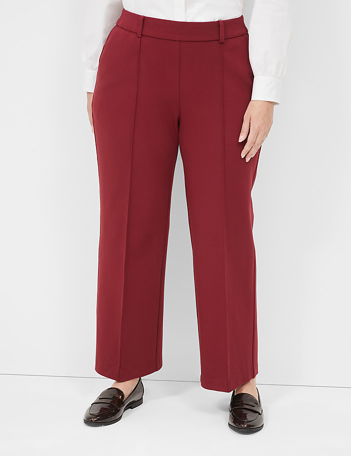 Pull-On Textured Ponte Straight Leg Pant