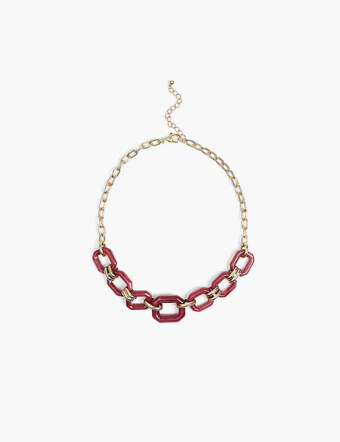 Burgundy Resin Chain Link Necklace