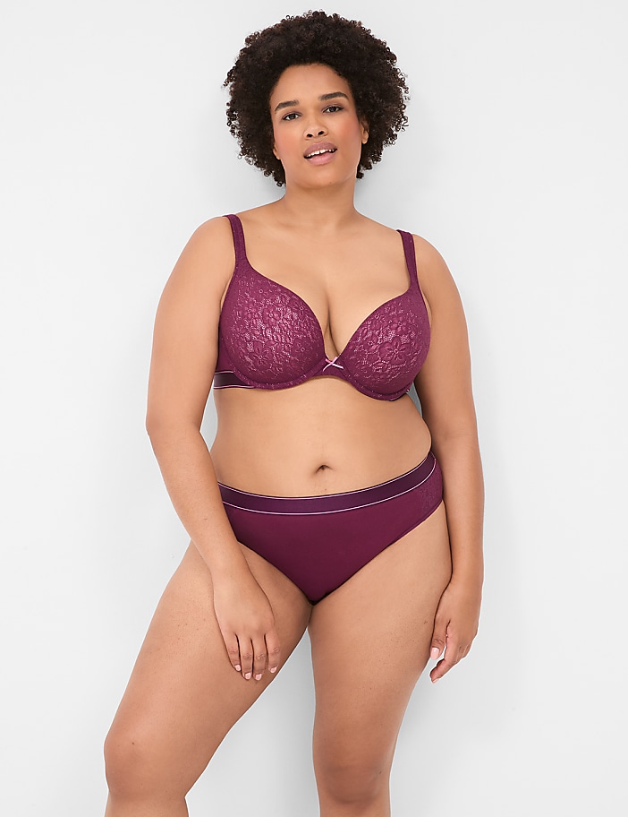 Cotton Boost Plunge Bra With Lace