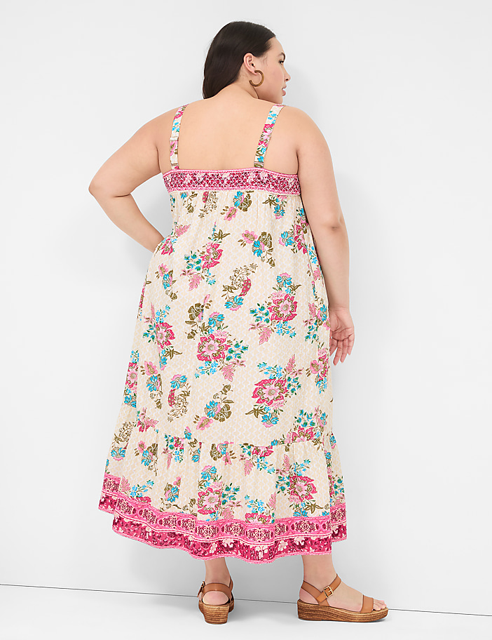 Smocked Square-Neck Maxi Dress