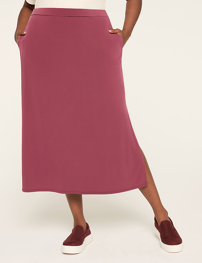Matte Jersey Side-Slit Maxi Skirt