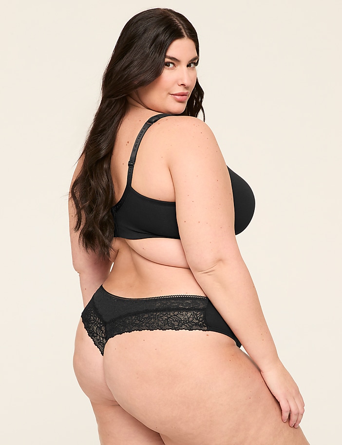 Cotton Thong Panty With Lace Back