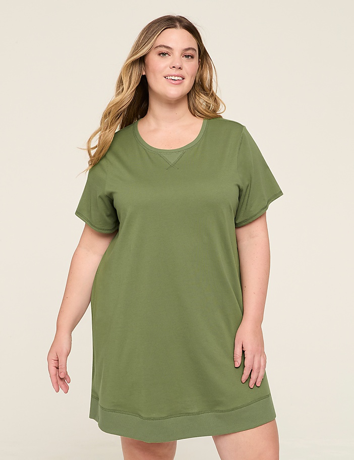 Comfy Cotton Rib-Trim Sleepshirt