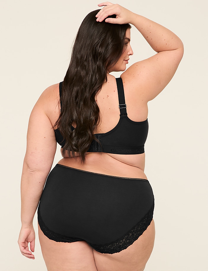 Cotton High-Leg Brief Panty With Lace Back