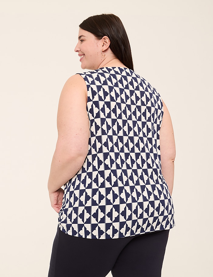 Swing Sleeveless Pleat-Front Top