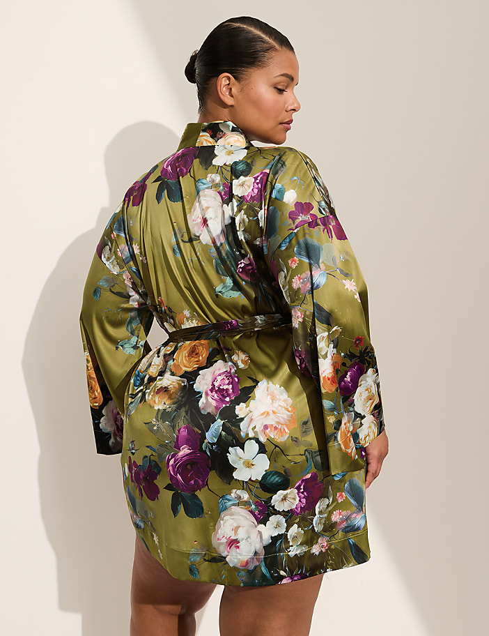 Printed Stretch Satin Robe