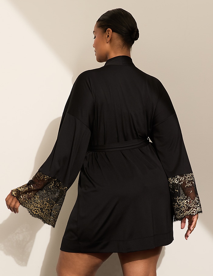 Shimmery Lace-Trim Robe