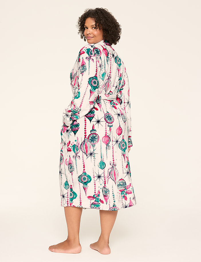 Printed Fleece Midi Robe