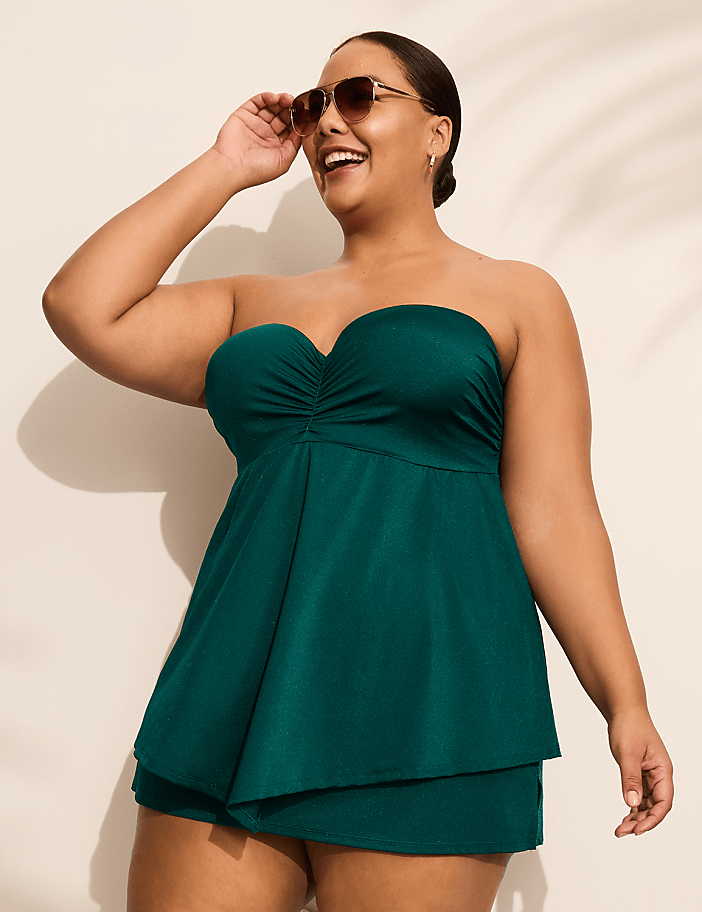 Underwire Shimmer Strapless Tankini Top