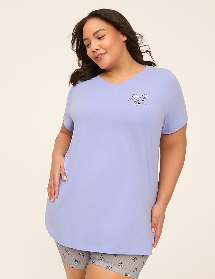 Comfy Cotton Tunic Tee & Bike Short PJ Set