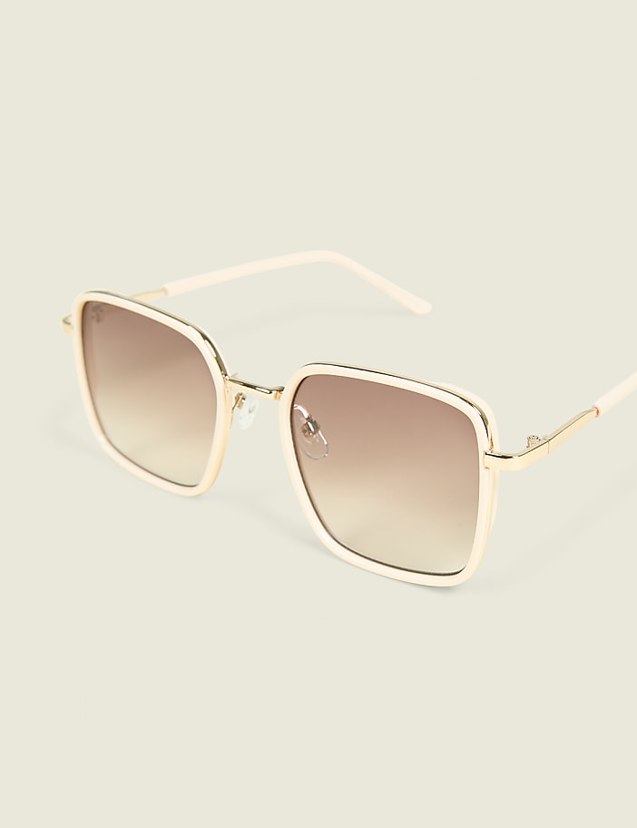 White-Accented Square Sunglasses