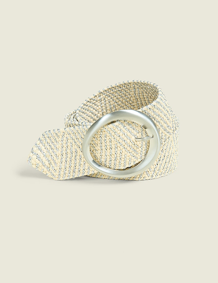 Multi-Wear Silvertone Raffia Belt