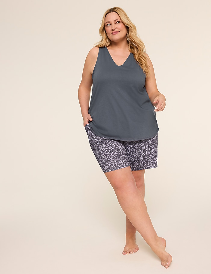 Comfy Cotton V-Neck Tank & Bermuda Short PJ Set