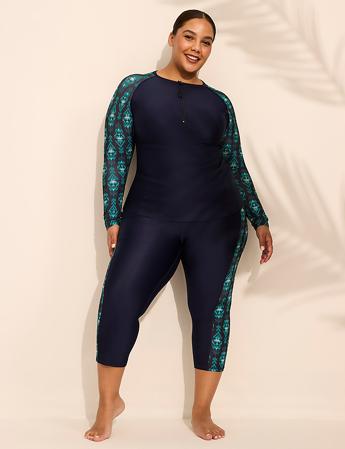 Quarter Zip Long-Sleeve Swim Rash Guard