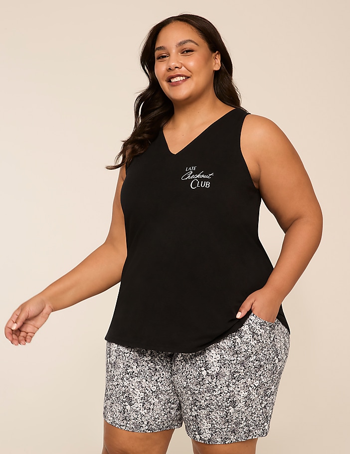 Comfy Cotton V-Neck Tank & Bermuda Short PJ Set