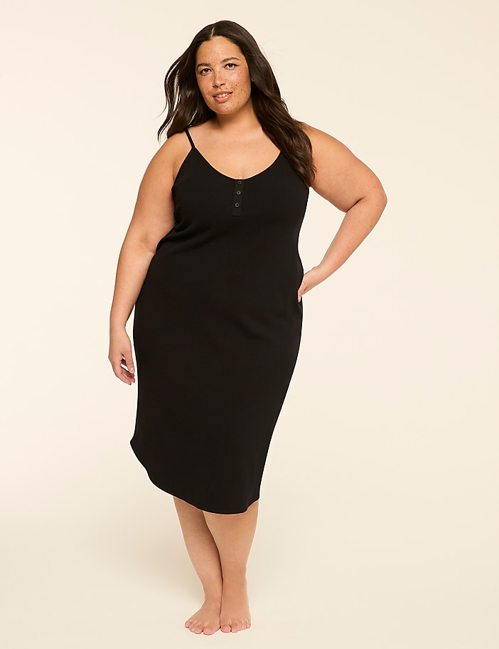 Comfy Cotton Rib Henley Midi Chemise