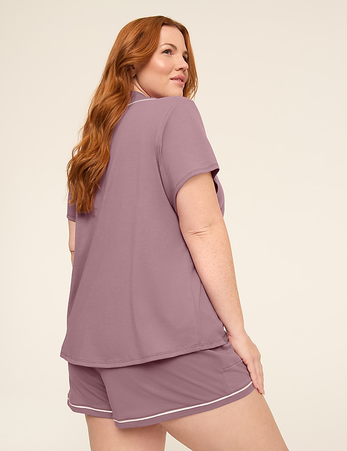 Comfy Cotton Notch-Neck Shirt & Short PJ Set