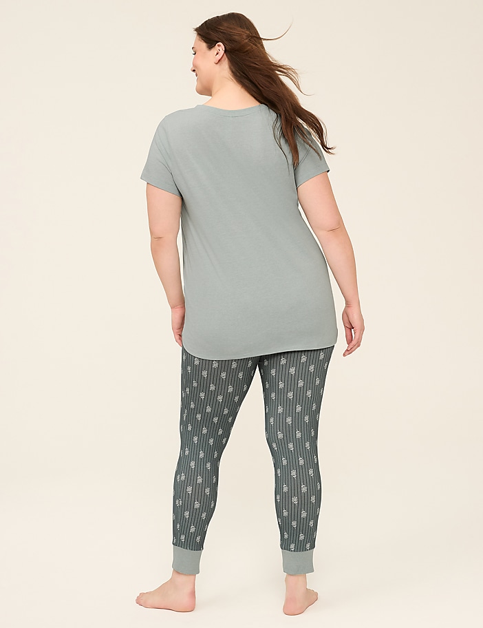 Comfy Cotton V-Neck Tunic Tee & Legging PJ Set