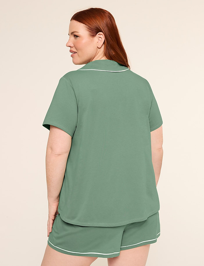 Comfy Cotton Notch-Neck Shirt & Short PJ Set