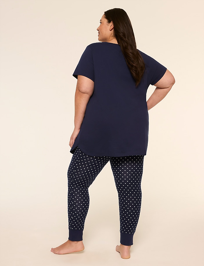 Comfy Cotton V-Neck Tunic Tee & Legging PJ Set