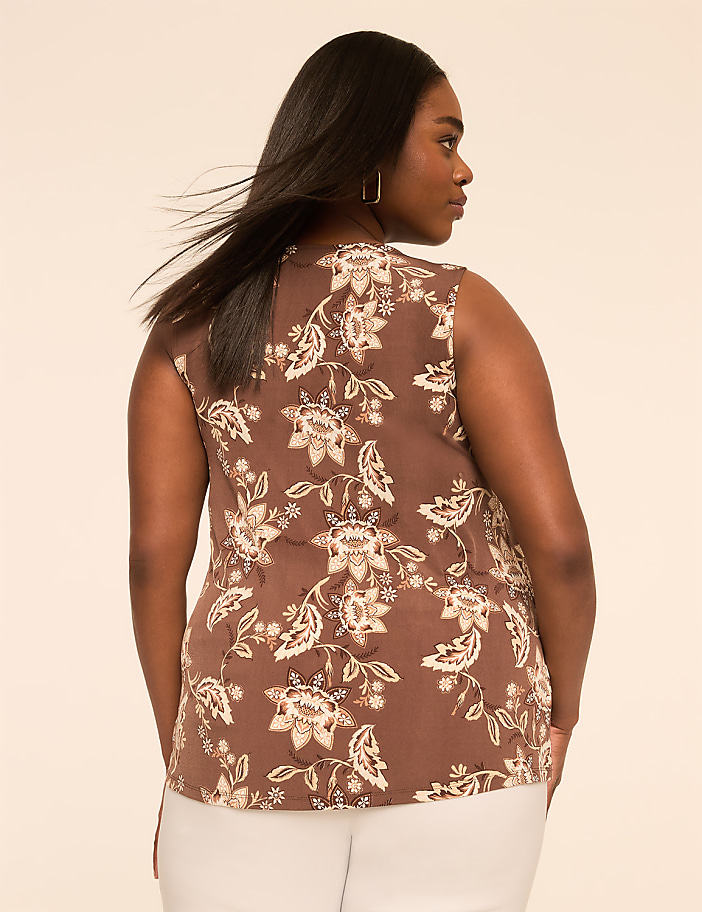 Swing Sleeveless Pleat-Front Top