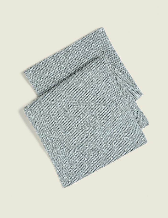 Embellished Pearlized Lurex Knit Scarf