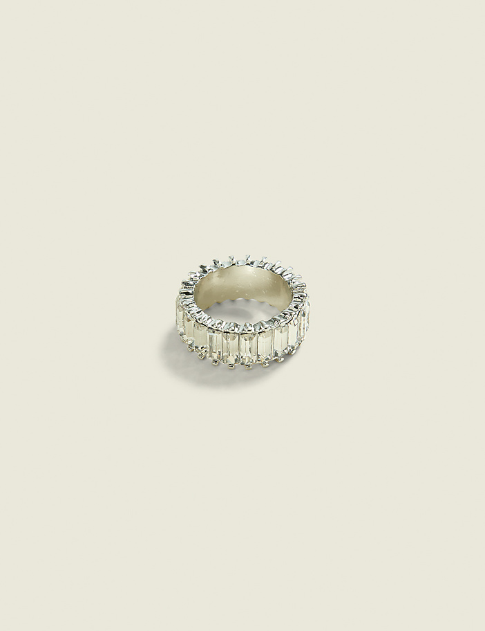 Silvertone Baguette Ring