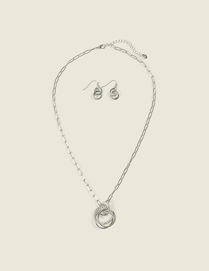 Silver Interlock Pendant Necklace &