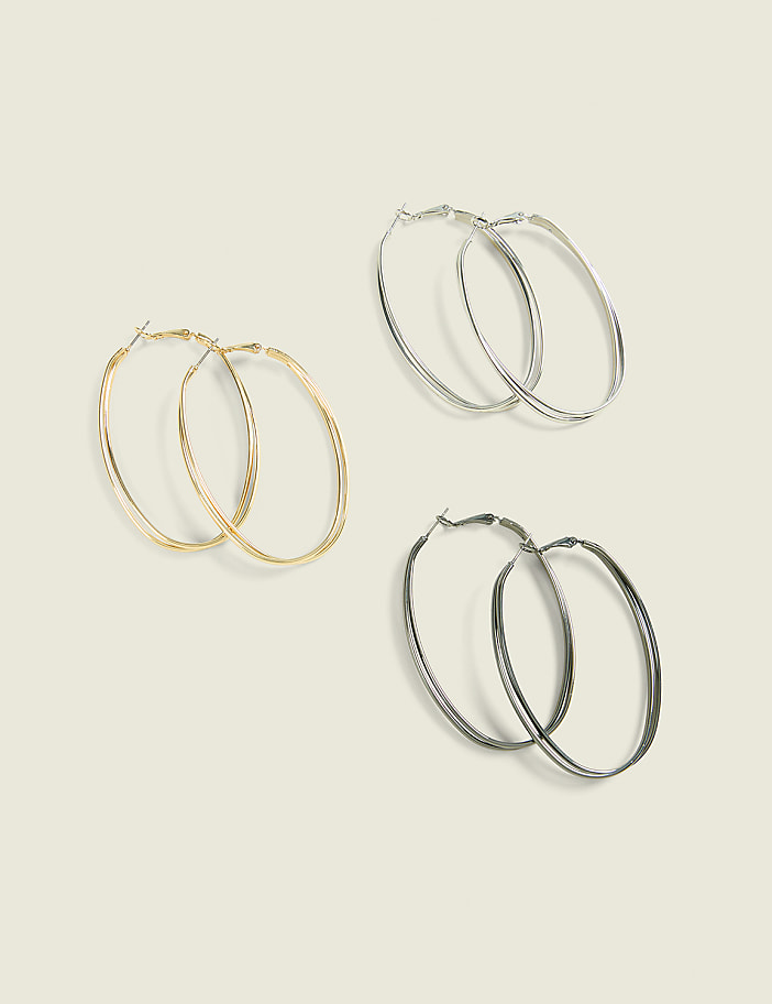 Mixed Metal Oval Hoop Earring Pack