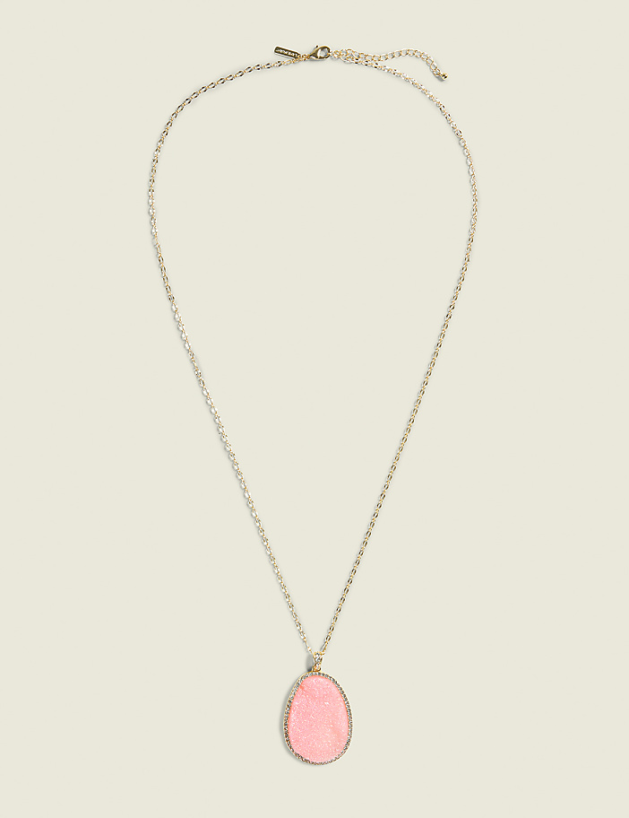 Pink Druzy Pendant Necklace
