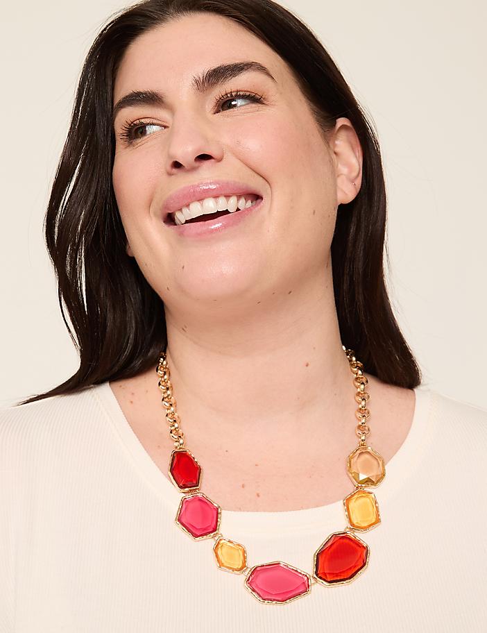 Warm Tones Imitation Stone Statement Necklace