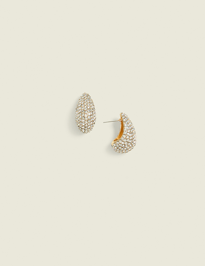 Pave & Gold Teardrop Earrings