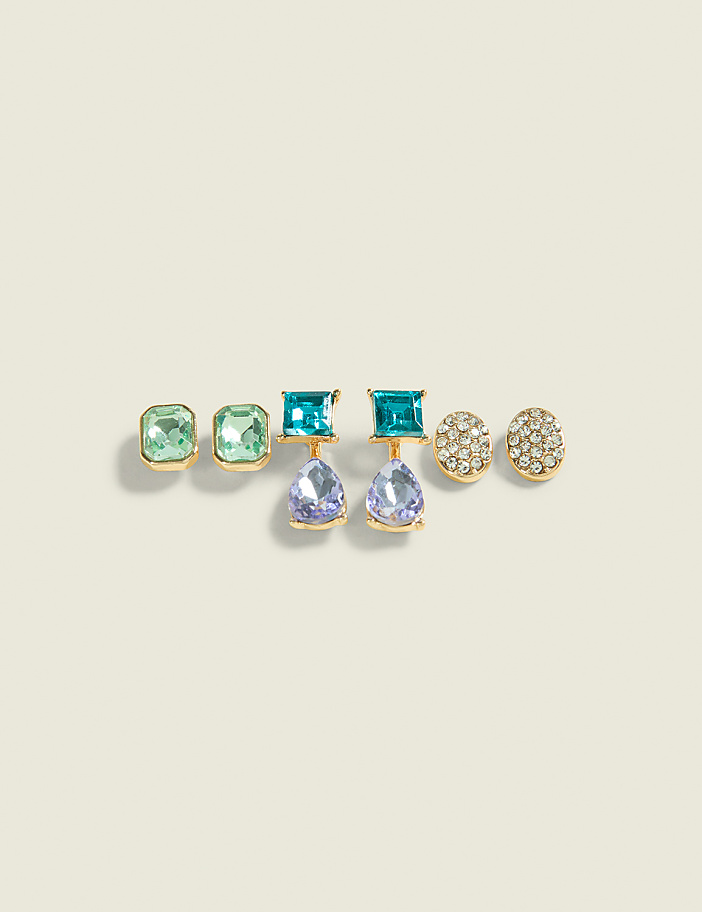 Cool Toned Stone Earring 3 Pack