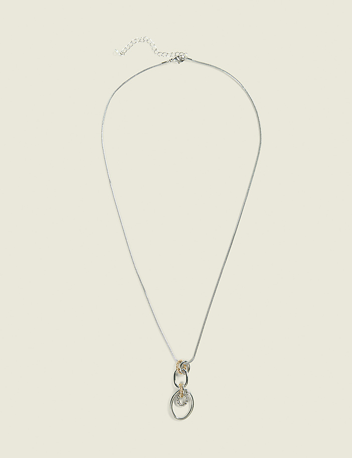 Mixed Metal Chain Link Pendant Necklace