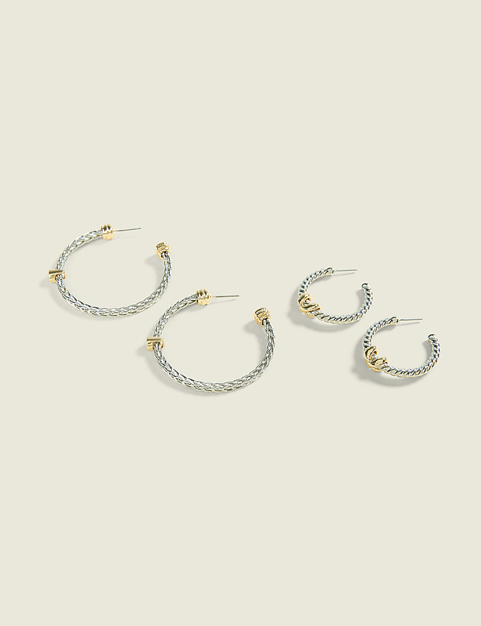 Mixed Metal Cable Earring 2 Pack