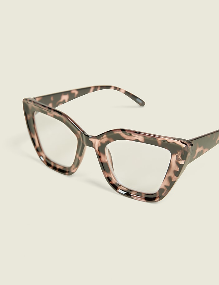 Pink Tortoiseshell Print Cateye Reading Glasses